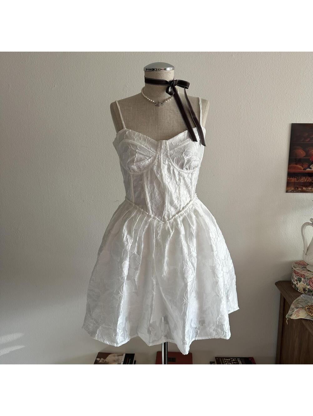 Princess Polly white lace bustier dress